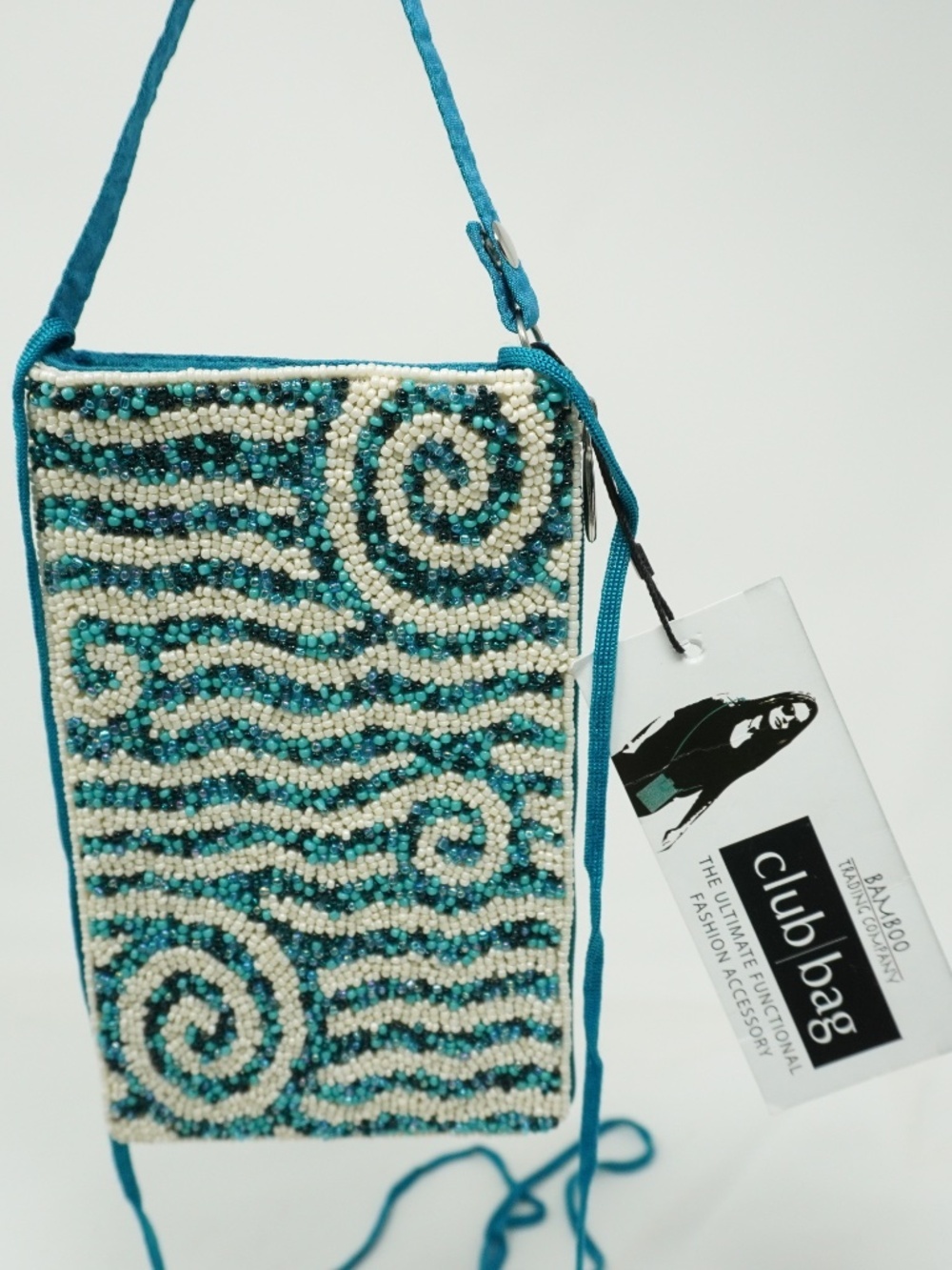 NEW Bamboo Trading Company Hand Beaded Crossbody Wristlet Purse